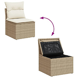 Avis vidaXL Salon de jardin avec coussins 12 pcs beige résine tressée