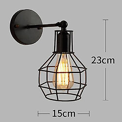 Universal Loft Fer Américain Noir Abat-jour Applique Vintage Cage Garde Loft Luminaire Luminaire Eclairage Intérieur Moderne Applique (Type C)