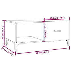 vidaXL Table basse blanc 90x50x40 cm bois d'ingénierie pas cher