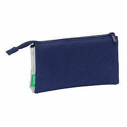 Trousse Fourre-Tout Triple Benetton Varsity Gris Blue marine 22 x 12 x 3 cm