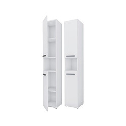 3XELIVING Meuble de salle de bain Bagnoli SLIM I blanc mat - Meuble sur pied, colonne de salle de bain, étagère, L: 30 cm, H: 174 cm, l: 30 cm