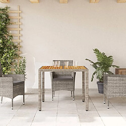 Avis Maison Chic Table de jardin | Table d'extérieur et dessus en bois d'acacia gris résine tressée -GKD33415