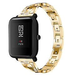 Wewoo Bracelet pour montre connectée en acier inoxydable serti de diamants forme de X de diamantspour Amazfit 20mm Or 