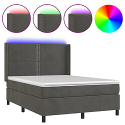 vidaXL Sommier à lattes de lit matelas et LED Gris foncé 140x190 cm