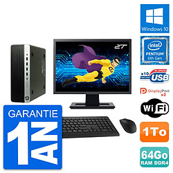 PC HP 600 G3 SFF Ecran 27" Intel G4400 RAM 64Go Disque Dur 1To Windows 10 Wifi · Occasion 