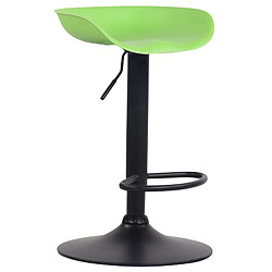 Decoshop26 Tabouret de bar assise réglable en hauteur et pivotant en plastique vert pieds tulipe en métal noir mat avec repose-pieds 10_0000384