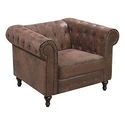 But Fauteuil Chesterfield CHESS tissu Aspect cuir vielli