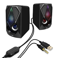 Enceinte Filaire Jack 3.5mm + USB 3W x 2 LED RVB Bouton Intégré LinQ A4000 Noir