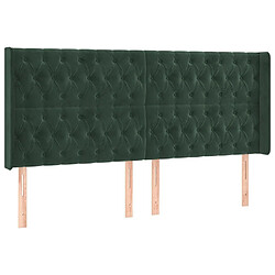 Maison Chic Tête de lit scandinave avec oreilles,meuble de chambre Vert foncé 203x16x118/128 cm Velours -MN16929