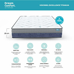 Matelas HR Viscogel Excellence Titanium 135x180 28 cm Double Face Indépendance des Lits Fermeté Haute Dream Confort pas cher