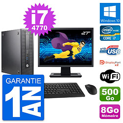 PC HP 600 G1 SFF Ecran 27" Intel i7-4770 RAM 8Go Disque 500Go Windows 10 Wifi - Occasion