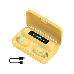 LUUCOZK Écouteurs binauraux TWS F9-9 à commande tactile sans fil Bluetooth 5.0 Écouteurs intra-auriculaires-Jaune 