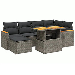 vidaXL Salon de jardin avec coussins 7 pcs gris résine tressée