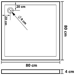 vidaXL Receveur de douche carré ABS Blanc 80x80 cm pas cher