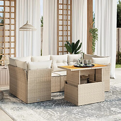 vidaXL Salon de jardin avec coussins 7 pcs beige résine tressée 