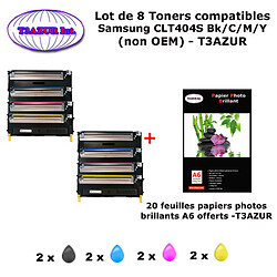 8 Toners génériques CLT404S Bk,C,M,Y pour Samsung XPress C430 C430W C480 C480FN C480W C483W imprimante+ 20f A6 brillantes-T3AZUR