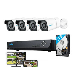 Reolink Kit Vidéo Surveillance avec 8MP 4X Bullet Caméra IP PoE et 8CH 2To NVR, Détection Personne/Véhicule, Vision Nocturne 30m avec Audio