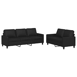 vidaXL Ensemble de canapés 2 pcs avec coussins Noir Similicuir