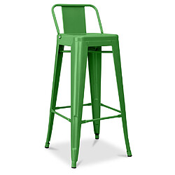 ICONIK INTERIOR Tabouret de bar avec dossier - Design industriel - 76cm - Nouvelle édition - Stylix Vert