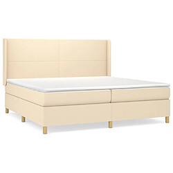 Maison Chic Lit adulte- Lit + matelas,Sommier à lattes de lit avec matelas Crème 200x200 cm Tissu -GKD82920