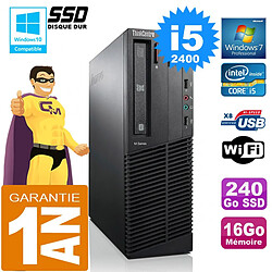 PC Lenovo M92p SFF Core I5-2400 Ram 16Go Disque 240 Go SSD Graveur DVD Wifi W7 · Occasion 