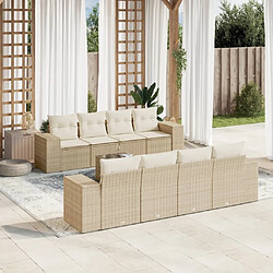 Maison Chic Salon de jardin avec coussins 9 pcs, Ensemble Tables et chaises de jardin, beige résine tressée -GKD606122