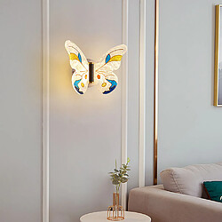 Universal Applique murale de chevet de 8W Lampe murale papillon LED pour la chambre des enfants Applique murale de fond (lampe tricolore) 