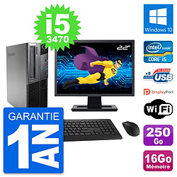 PC Lenovo M82 SFF Ecran 22" Intel i5-3470 RAM 16Go Disque 250Go Windows 10 Wifi - Occasion