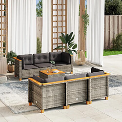 vidaXL Salon de jardin avec coussins 7 pcs gris résine tressée 