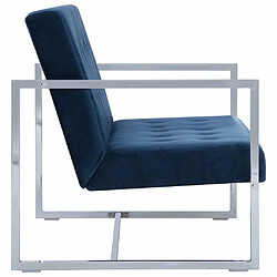 Acheter Maison Chic Canapé 2 places avec accoudoirs | Sofa de Salon | Canapé droit Bleu Chrome et velours -GKD154167