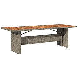 vidaXL Table de jardin et dessus en bois d'acacia gris résine tressée