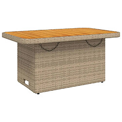 vidaXL Table de jardin beige 90x55x71 cm résine tressée et bois acacia