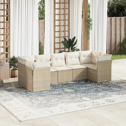 vidaXL Salon de jardin avec coussins 7 pcs beige résine tressée 