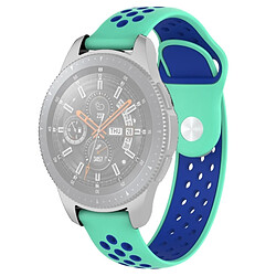 Wewoo Bracelet pour montre connectée Bande de à double couleur Galaxy 46mm Cyan