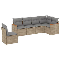 vidaXL Salon de jardin avec coussins 6pcs mélange beige résine tressée