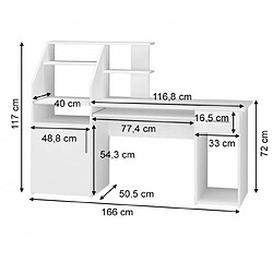 Avis Mpc Bureau Blanc Avec Étagères /tiroir/ 1 Porte 166 X 72 X 50 Cm