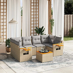 vidaXL Salon de jardin avec coussins 7 pcs beige résine tressée