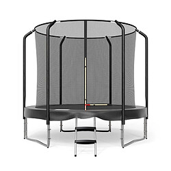 Jump4Fun Trampoline Semi-Pro 8FT / 244cm Noir avec Filet de sécurité, Tapis de saut, Coussin de protection, Echelle 