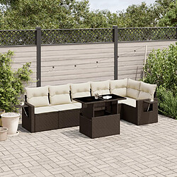 vidaXL Salon de jardin avec coussins 7 pcs marron résine tressée 