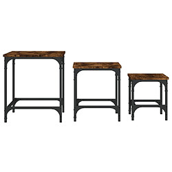 Maison Chic Lot de 3 Tables basses gigognes pour salon | Table à café chêne fumé bois d'ingénierie -GKD82409 pas cher