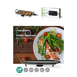 NEDIS Plancha Grill électrique XL Design Pro 47.5cm x 26.5cm - Anti adhésive - 2000W Plaque de cuisson