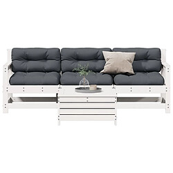 vidaXL Salon de jardin 4 pcs avec coussins blanc bois de pin massif 