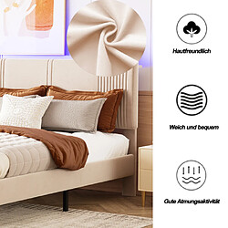 Avis ComfortXL Lit Capitonné 140 X 200 Cm Avec Bande Lumineuse Et Prise USB, Couleur Beige