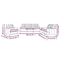 vidaXL Ensemble de canapés 3 pcs avec coussins Jaune clair Tissu pas cher