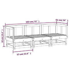 vidaXL Salon de jardin 3 pcs bois massif douglas pas cher