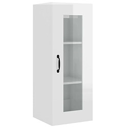 Maison Chic Armoire murale suspendue,Meuble de Rangement pour salon,cuisine Blanc brillant 34,5x34x90 cm -MN39430