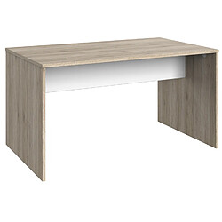 Pegane Meuble de bureau coloris Imitation chêne San Remo, rechampis blanc - longueur 140 x hauteur 72 x profondeur 40 cm