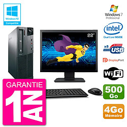 PC Lenovo M82 SFF Ecran 22" G2020 RAM 4Go Disque 500Go Graveur DVD Wifi W7 - Occasion