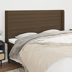 Maison Chic Tête de lit scandinave avec oreilles,meuble de chambre Marron foncé 163x16x118/128 cm Tissu -MN17641