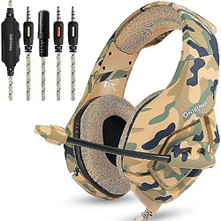 Universal Casque camouflage basse casque jeux casque jeux micro pour téléphone portable tablette 